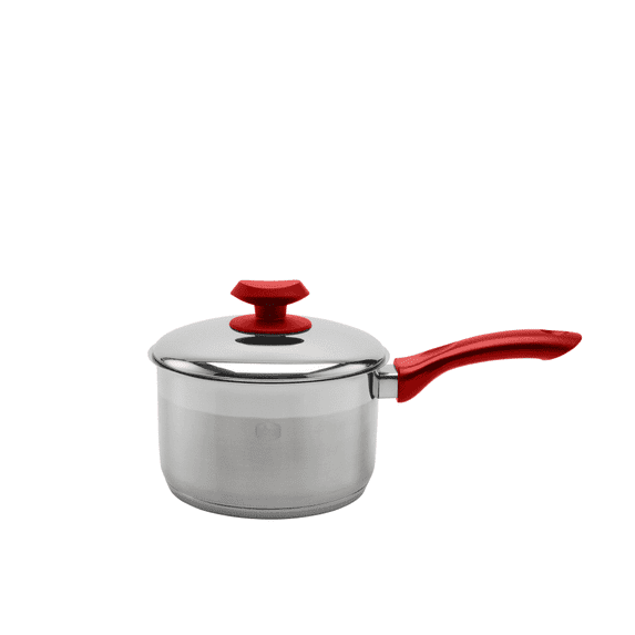 YBM Home Professional Chef’s 18/10 Stainless Steel Sauce Pot Covered Tri-Ply Capsule - Red