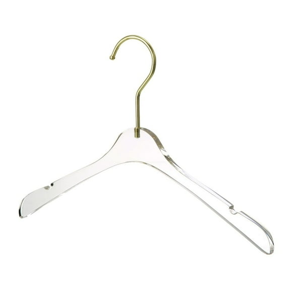 YBM Home Quality Acrylic Clear Hangers, Coats, Skirts & Trousers Gold, 4113