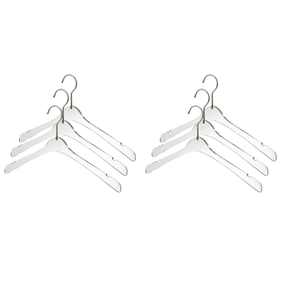YBM Home Quality Acrylic Clear Hangers Made of Clear Acrylic for a Luxurious Look and Feel for Wardrobe Closet, Clothes Hangers Organizes Closet, Silver, 4101-6