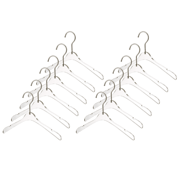 YBM Home Quality Acrylic Clear Hangers Made of Clear Acrylic for a Luxurious Look and Feel for Wardrobe Closet, Clothes Hangers Organizes Closet, Silver, 4114-12