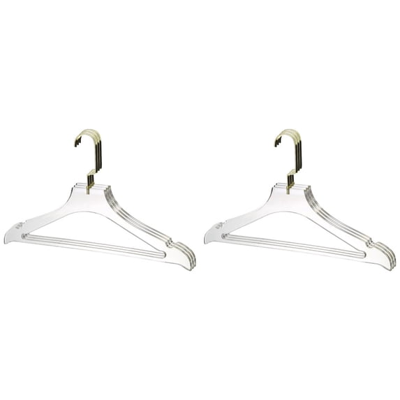 YBM Home Quality Acrylic Clear Hangers with Clips, Gold w/ Flat Hook, 4119-6