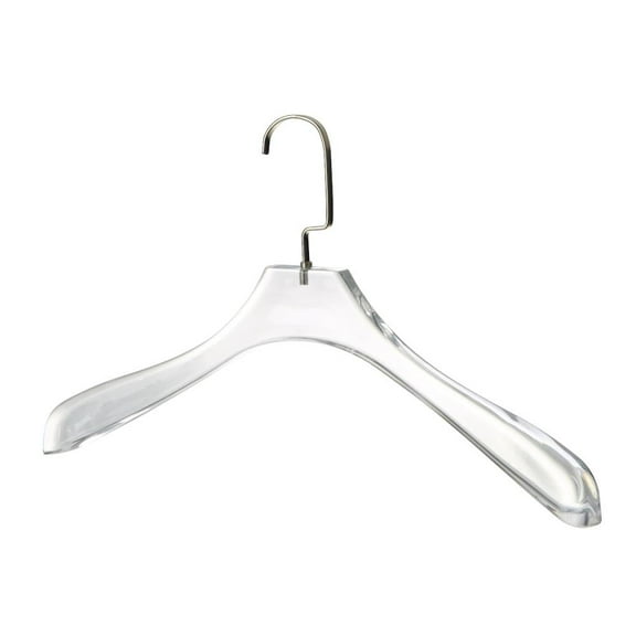 YBM Home Quality Acrylic Clear Hangers with Clips, Silver w/ Flat Hook, 4118-1