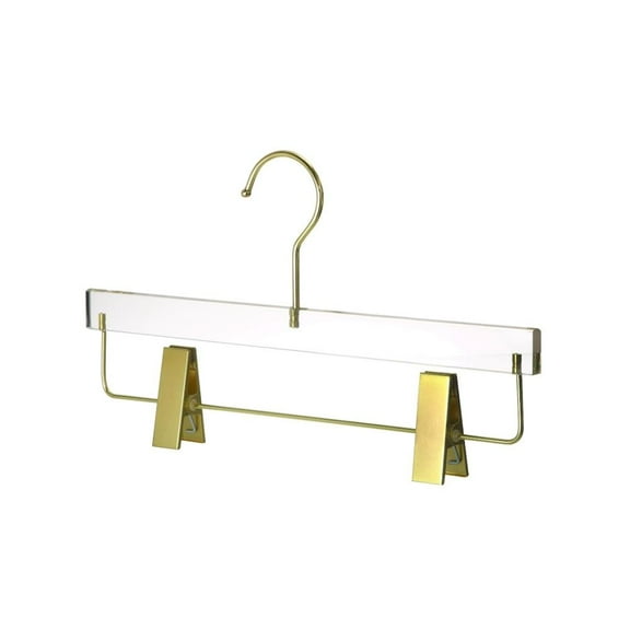 YBM Home Quality Acrylic Clear Skirt Hangers Made of Clear Acrylic for a Luxurious Look and Feel for Wardrobe Closet, Skirt Hangers Organizes Closet, Gold, 4102-1