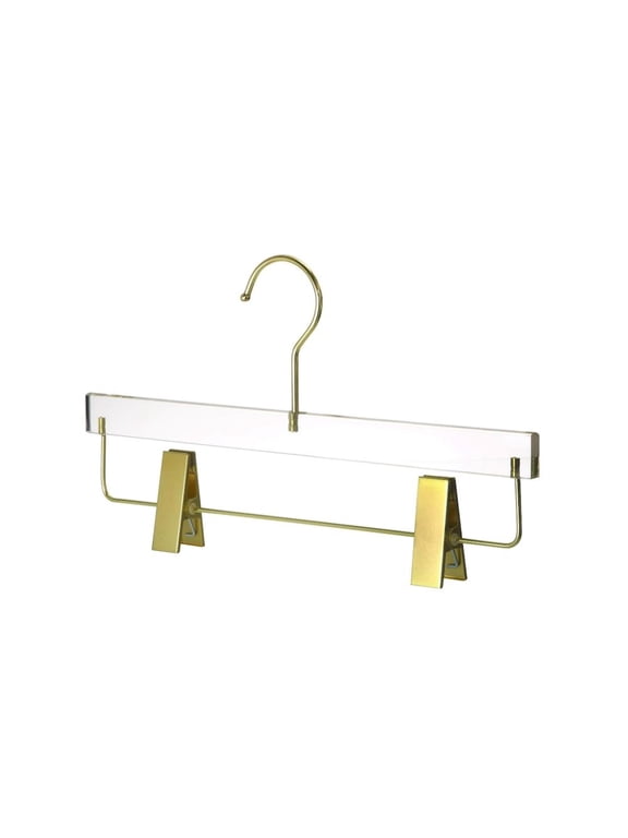Quality Acrylic Clear Skirt Hangers Made of Clear Acrylic for a Luxurious Look and Feel for Wardrobe Closet, Skirt Hangers Organizes Closet, Gold, 4102-1