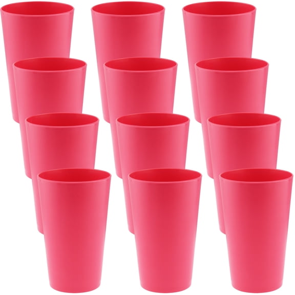 YBM Home Reusable Plastic Cups 10 oz, Unbreakable Drinkware Dishwasher Safe 12-Pack, Pink