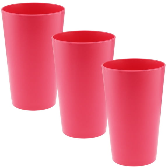 YBM Home Reusable Plastic Cups 10 oz, Unbreakable Drinkware Dishwasher Safe 3-Pack, Pink