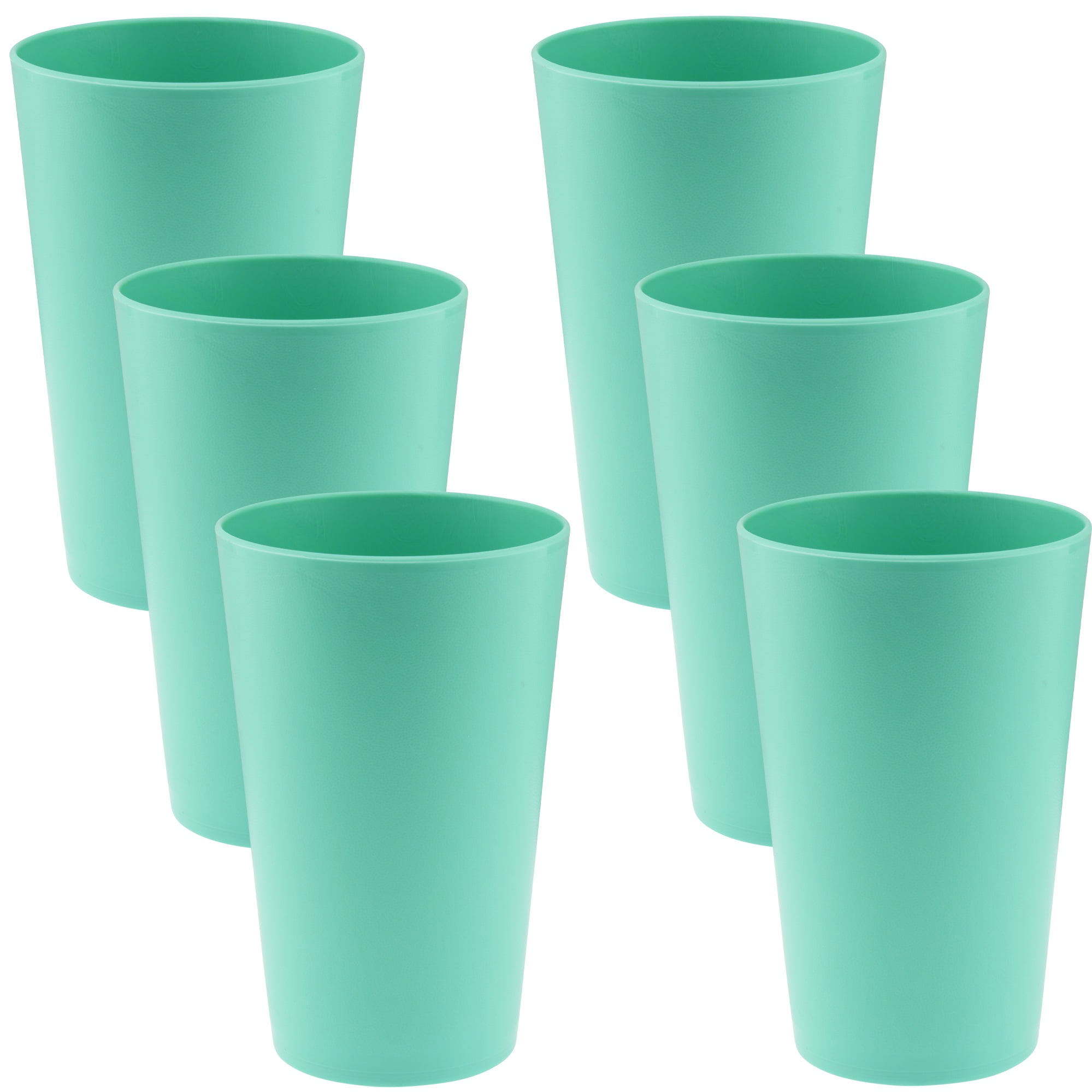 YBM Home Reusable Plastic Cups 10 oz, Unbreakable Drinkware Dishwasher Safe  6-Pack, Green 