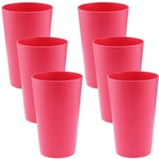 YBM Home Reusable Plastic Cups 10 oz, Unbreakable Drinkware Dishwasher Safe 6-Pack, Pink