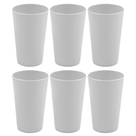 YBM Home Reusable Plastic Cups 10 oz, Unbreakable Drinkware Dishwasher Safe 6-Pack, White