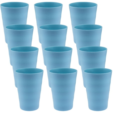YBM Home Reusable Plastic Cups 12 oz, Unbreakable Drinkware Dishwasher Safe 12-Pack, Blue