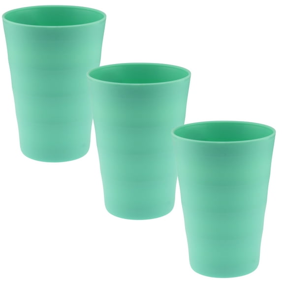 YBM Home Reusable Plastic Cups 12 oz, Unbreakable Drinkware Dishwasher Safe 3-Pack, Green