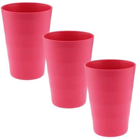 YBM Home Reusable Plastic Cups 12 oz, Unbreakable Drinkware Dishwasher Safe 3-Pack, Pink
