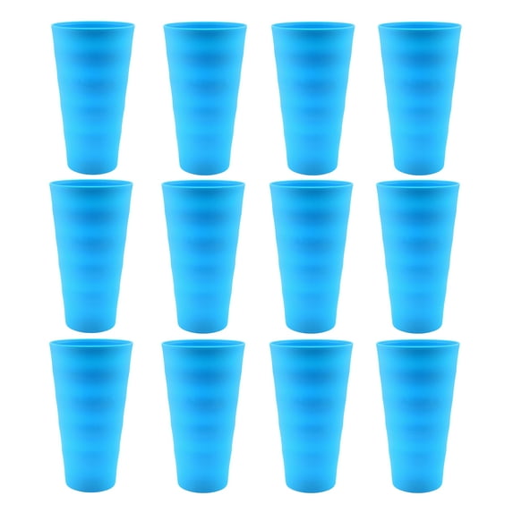 YBM Home Reusable Plastic Cups 18 oz, Unbreakable Drinkware Dishwasher Safe 12-Pack, Blue
