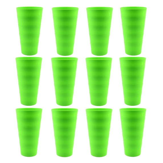 YBM Home Reusable Plastic Cups 18 oz, Unbreakable Drinkware Dishwasher Safe 12-Pack, Green