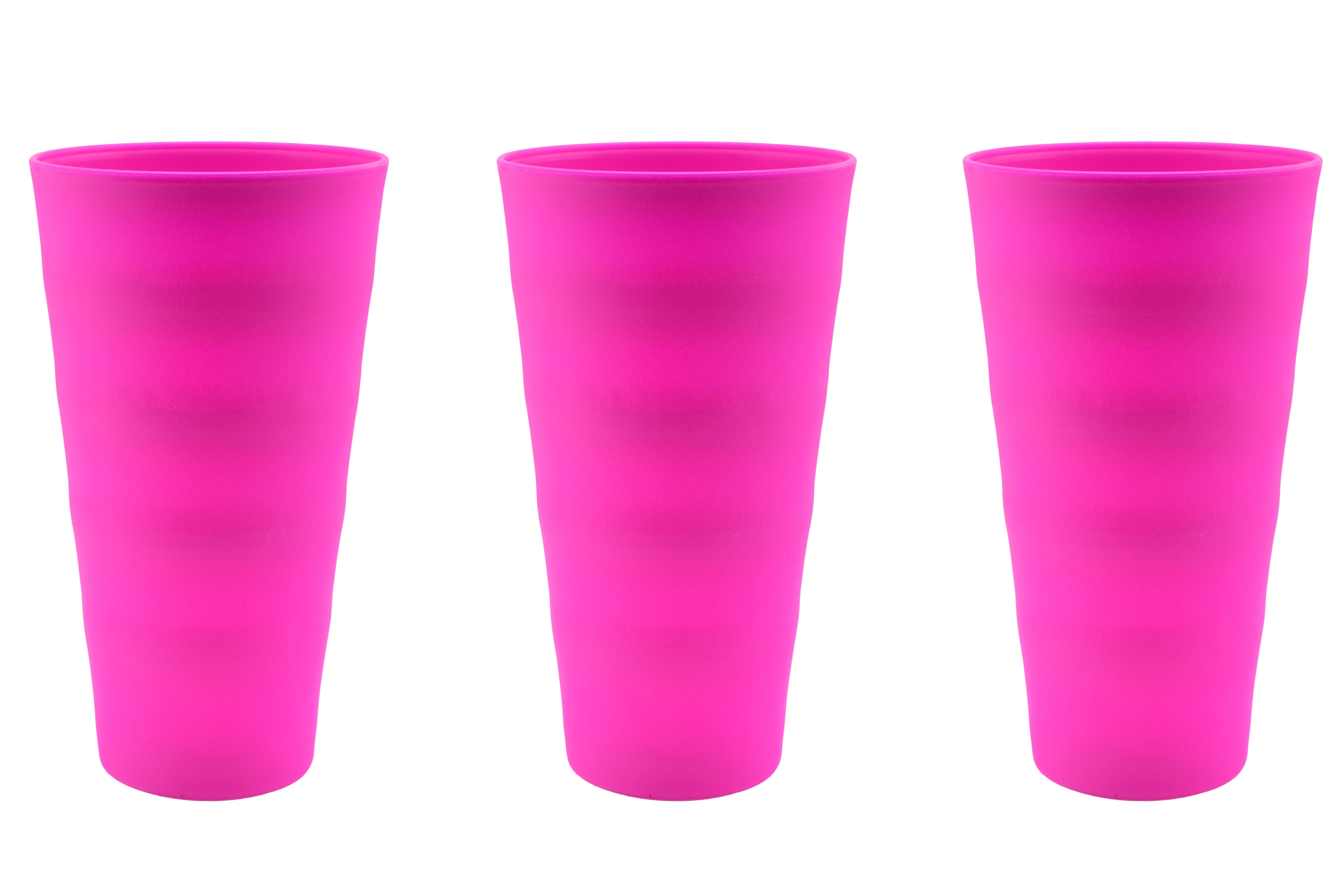 YBM Home Reusable Plastic Cups 18 oz, Unbreakable Drinkware Dishwasher Safe  3-Pack, Pink - Walmart.com