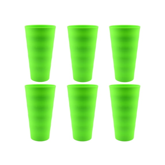 YBM Home Reusable Plastic Cups 18 oz, Unbreakable Drinkware Dishwasher Safe 6-Pack, Green