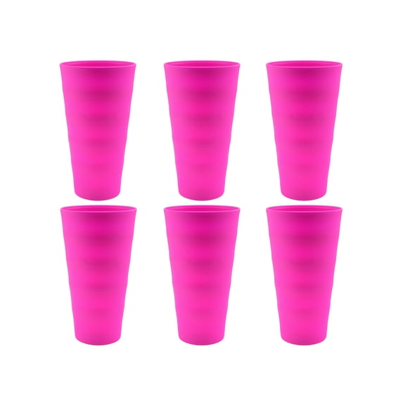 YBM Home Reusable Plastic Cups 18 oz, Unbreakable Drinkware Dishwasher Safe 6-Pack, Pink