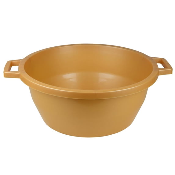 YBM Home Round Dish Wash Basin Dishpan with Handle for Washing Dishes and Soaking, Plastic Portable Dish Tub Design for Camping and Multipurpose for Face Cleansing, 1287gold