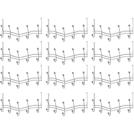 YBM HOME Silver Chrome Over the Door Hanger Hooks, 10 Stainless Steel Hooks for Hanging Clothing, Towels, Bags, Coats, Pack of 12, 2565-12