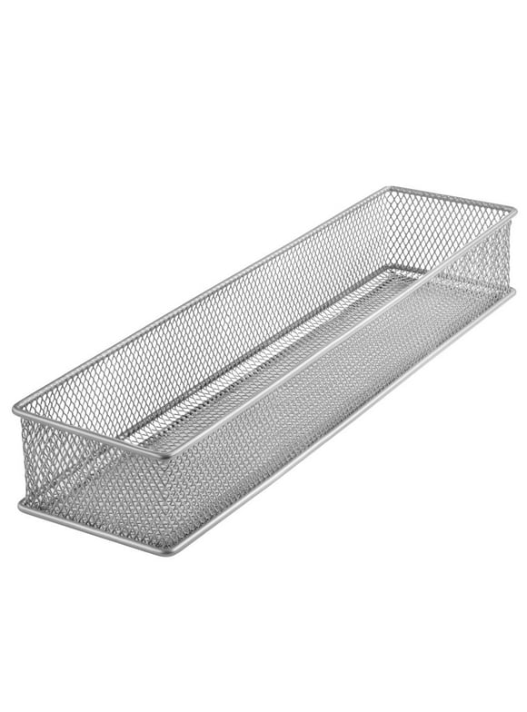 YBM Home Silver Mesh Drawer Organizer Tray for Home and Office 12 in. L x 3 in. W x 2 in. H Silver