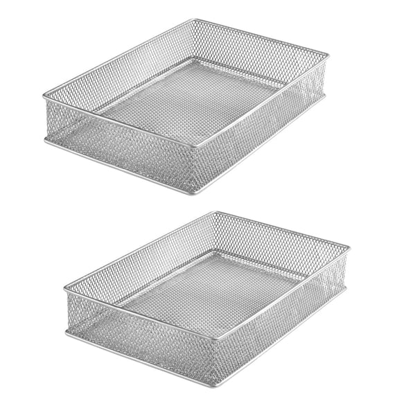 YBM Home Silver Mesh Drawer Organizer Tray for Kitchen and Desk Drawers, pack of 2, 9” x 6” x 2”