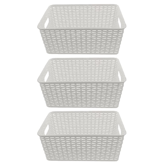 YBM Home Small Plastic Rattan Storage Basket, ba413white-3