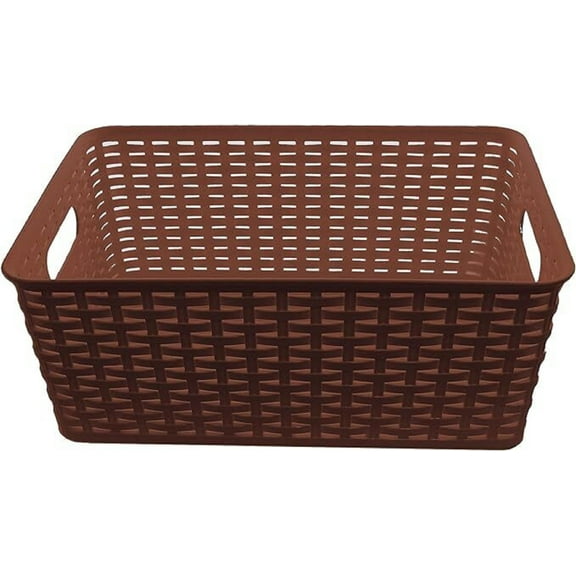 YBM Home Small Plastic Rattan Storage Basket for Bathroom, ba413brown-1