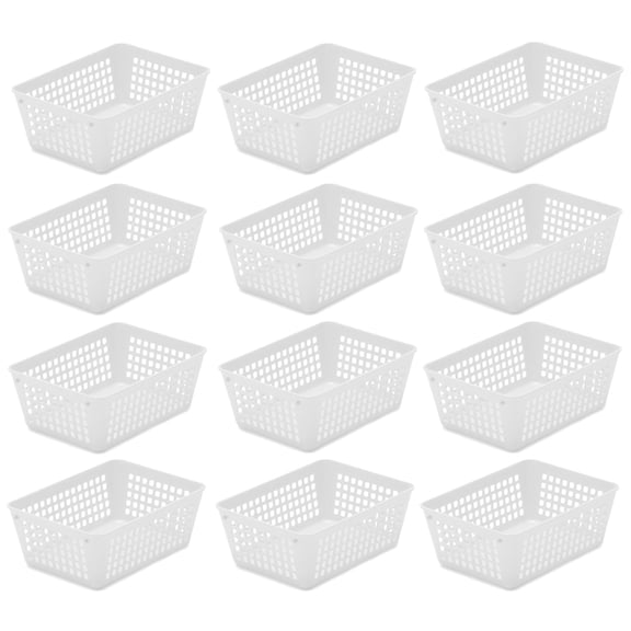 YBM Home Small Plastic Storage Basket (12 Pack), White 6 L x 4.5 W x 2.25 H