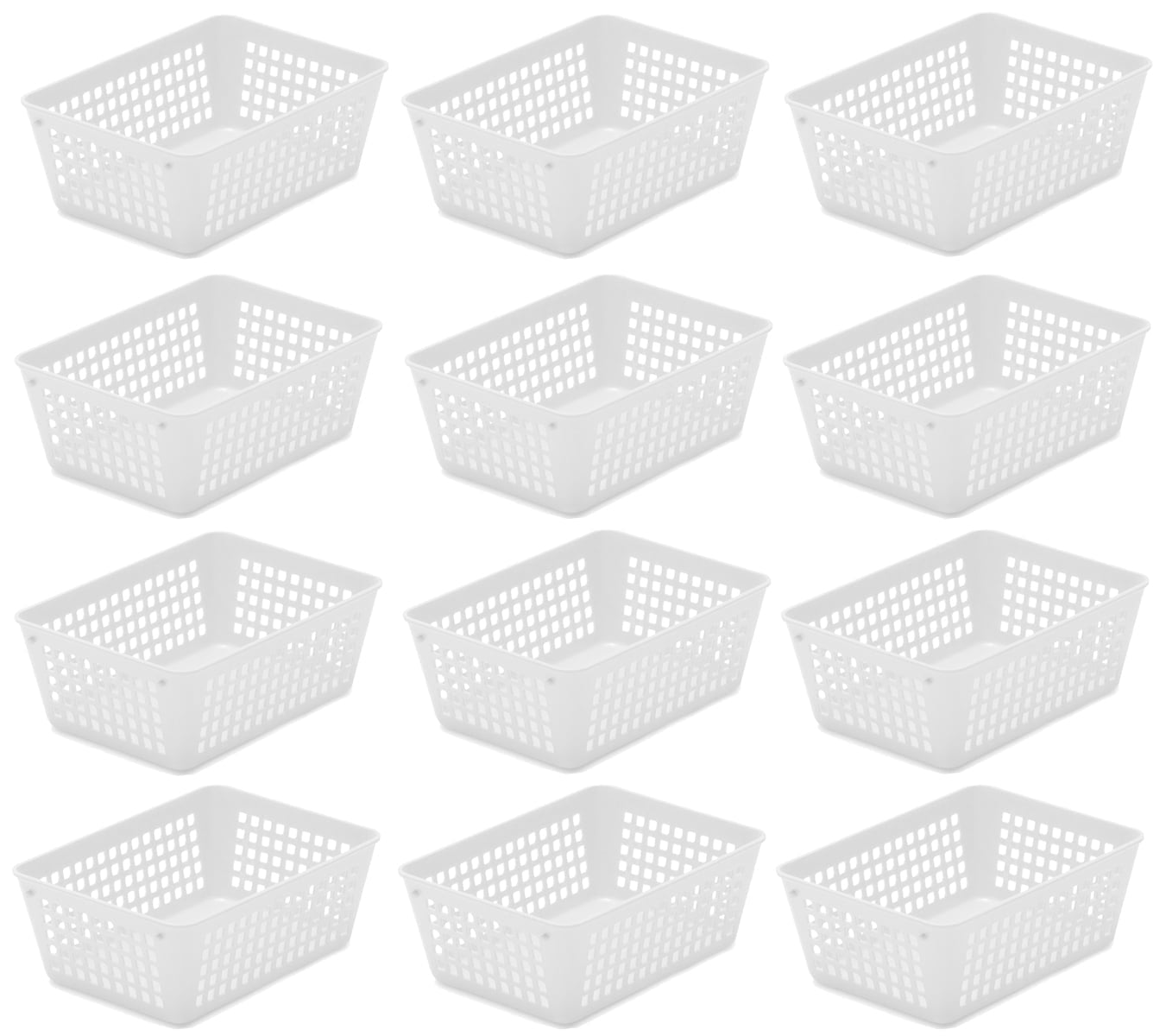 YBM Home Small Plastic Storage Basket (12 Pack), White 6 L x 4.5 W x 2.25 H