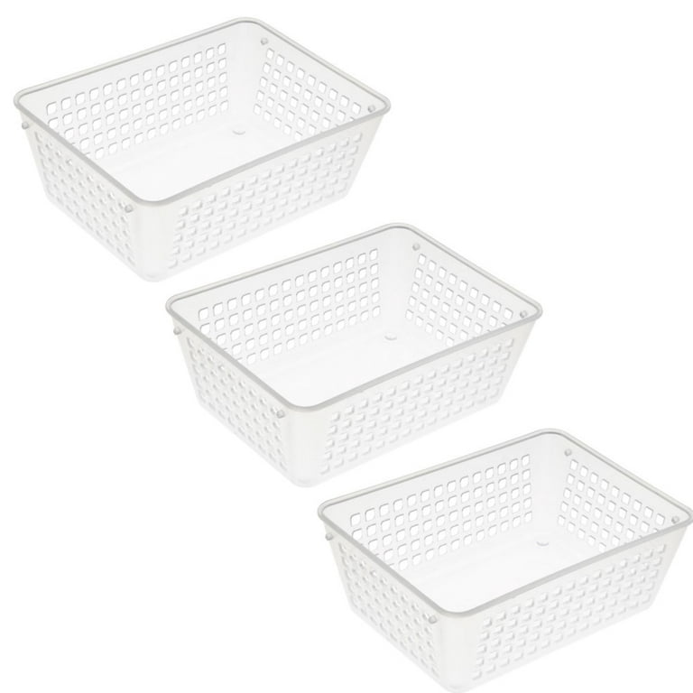 YBM Home Small Plastic Storage Basket (3 Pack), Clear 6 L x 4.5 W x 2.25 H