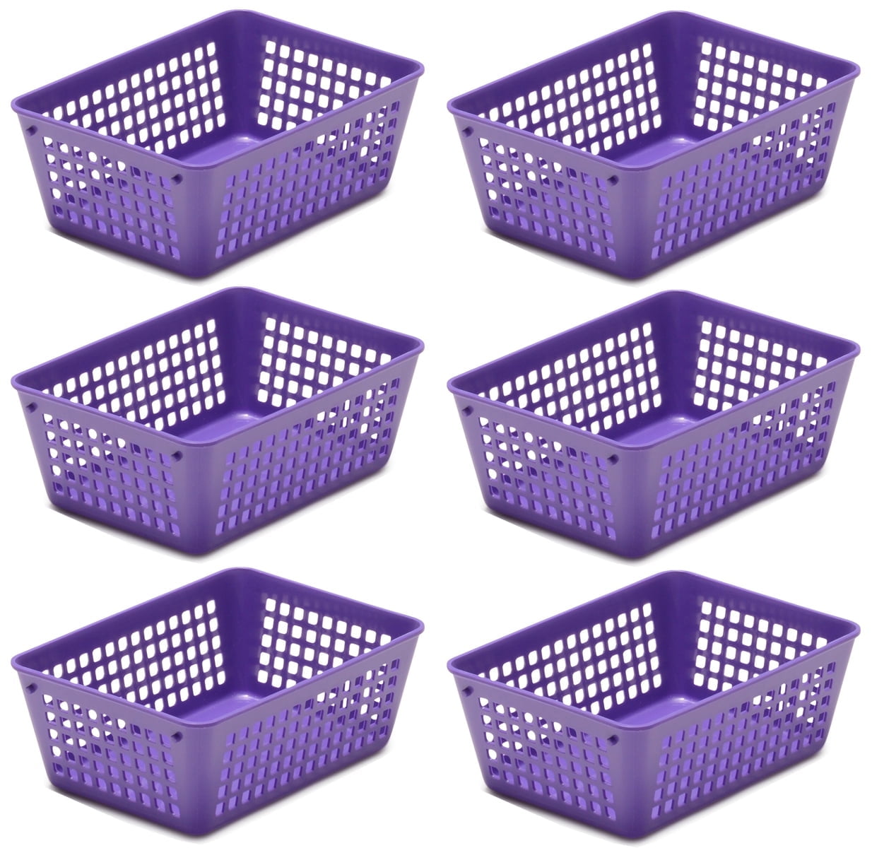 YBM Home Small Plastic Storage Basket (6 Pack), Purple 6 L x 4.5 W x 2.25 H