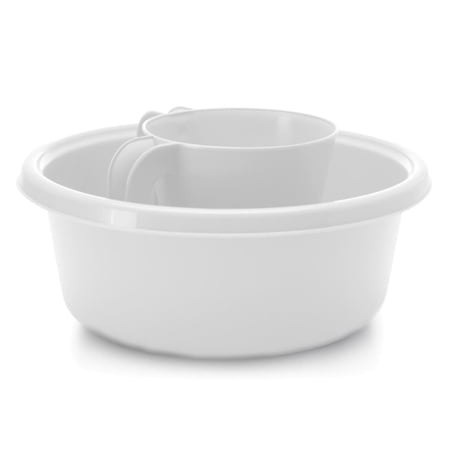 YBM Home Square Plastic Cup & Wash Basin Set for hand washing