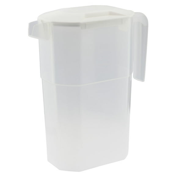 YBM Home Square Plastic Pitcher on Lid, No Spill, Leak While Pouring, Dishwasher Safe, Clear-1.6 Liter