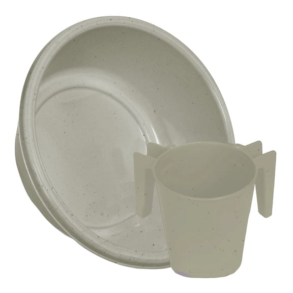 YBM Home Square Wash Cup & Round Wash Basin Netilat Yadayim, Negel Vasser Set, White with Dots