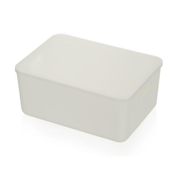 YBM Home Stackable Plastic Storage Bin with Lid, Closets, White, 2148-1