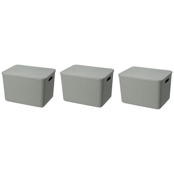 YBM Home Stackable Plastic Storage Bin with Lid, Grey, 2149-3