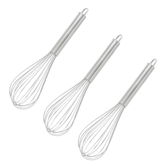 YBM Home Stainless Steel Professional Whisk, Handheld Whisk for Blending, Whisking, Beating, Stirring, Hanging Hook, Easy to Clean, Dishwasher Safe, 10", 3-Pack