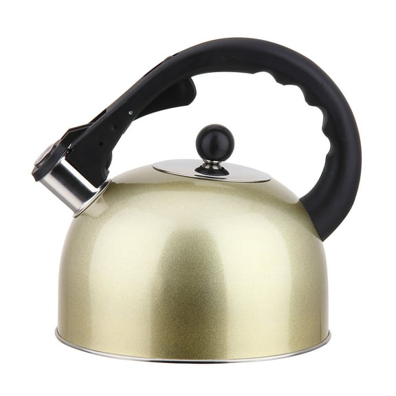 YBM Home Stainless Steel Stovetop Whistling Tea Kettle 3L with Handle, Induction Compatible - Gold