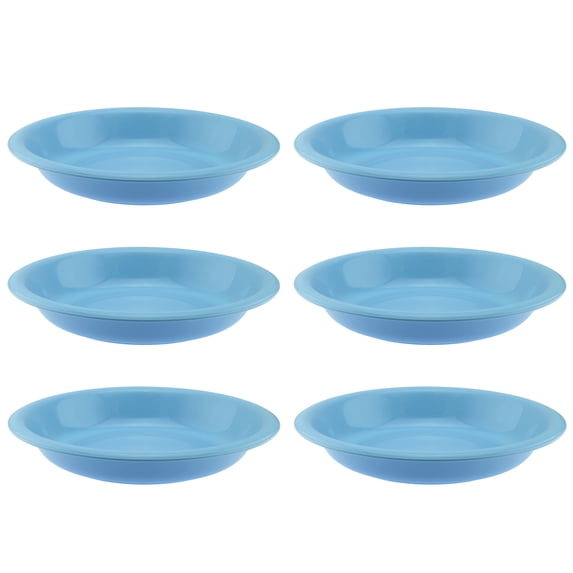 YBM Home Unbreakable Round Deep Plastic Plate 15-Ounce | Tableware Plates BPA-Free, Blue 6 Pack