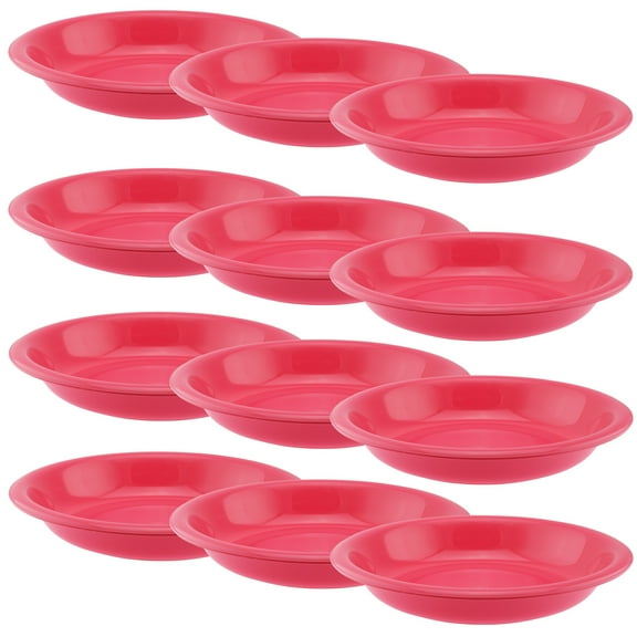 YBM Home Unbreakable Round Deep Plastic Plate 15-Ounce | Tableware Plates BPA-Free, Pink 12 Pack
