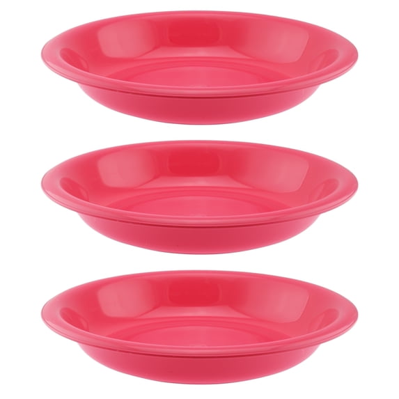 YBM Home Unbreakable Round Deep Plastic Plate 15-Ounce | Tableware Plates, Pink, pack of 3
