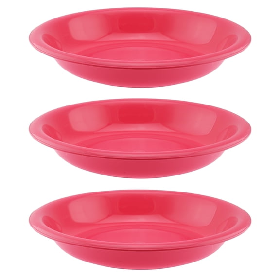 YBM Home Unbreakable Round Deep Plastic Plate 15-Ounce | Tableware Plates, Pink, pack of 3