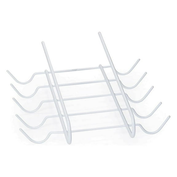 YBM Home Under Shelf / Cabinet Wine Glass Rack Storage Holder with 10 Hooks, White 10 in. Length