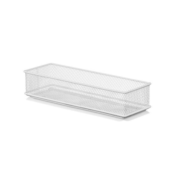 YBM Home White Mesh Drawer Organizer Tray for Kitchen and Desk Drawers 3” x 9” x 2”