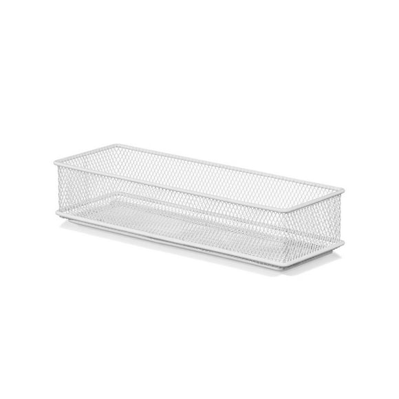 YBM Home White Mesh Drawer Organizer Tray for Kitchen and Desk Drawers 3” x 9” x 2”