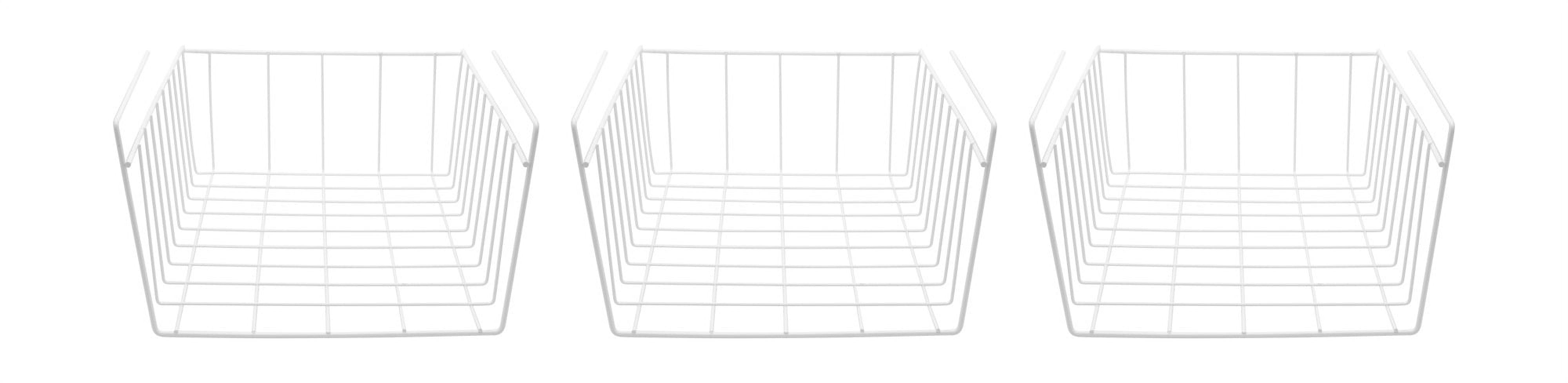 YBM Home White Under Shelf Wire Basket Storage Organizer for Kitchen