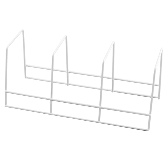 YBM Home Wire Dish Storage Rack for Plates, Cutting Boards, Bakeware, Pots and Pans, Serving Trays, Lids, and Other Cookware, 3-Section Plate Holder for Cabinets and Cupboards, White, 2552