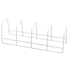 YBM Home Wire Dish Storage Rack for Plates, Cutting Boards, Bakeware, Pots and Pans, Serving Trays, Lids, and Other Cookware, 4-Section Plate Holder for Cabinets and Cupboards, White, 2551