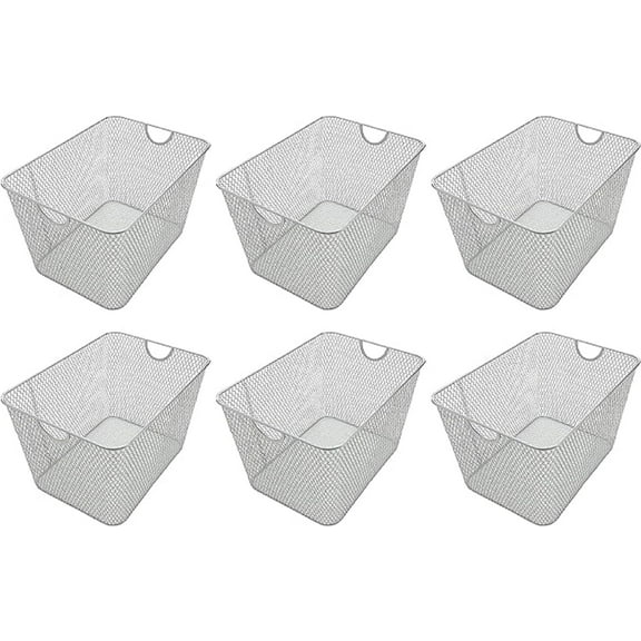 YBM Home Wire Mesh Open Bin Storage Basket for Kitchen Pantry - 6-Pack Silver