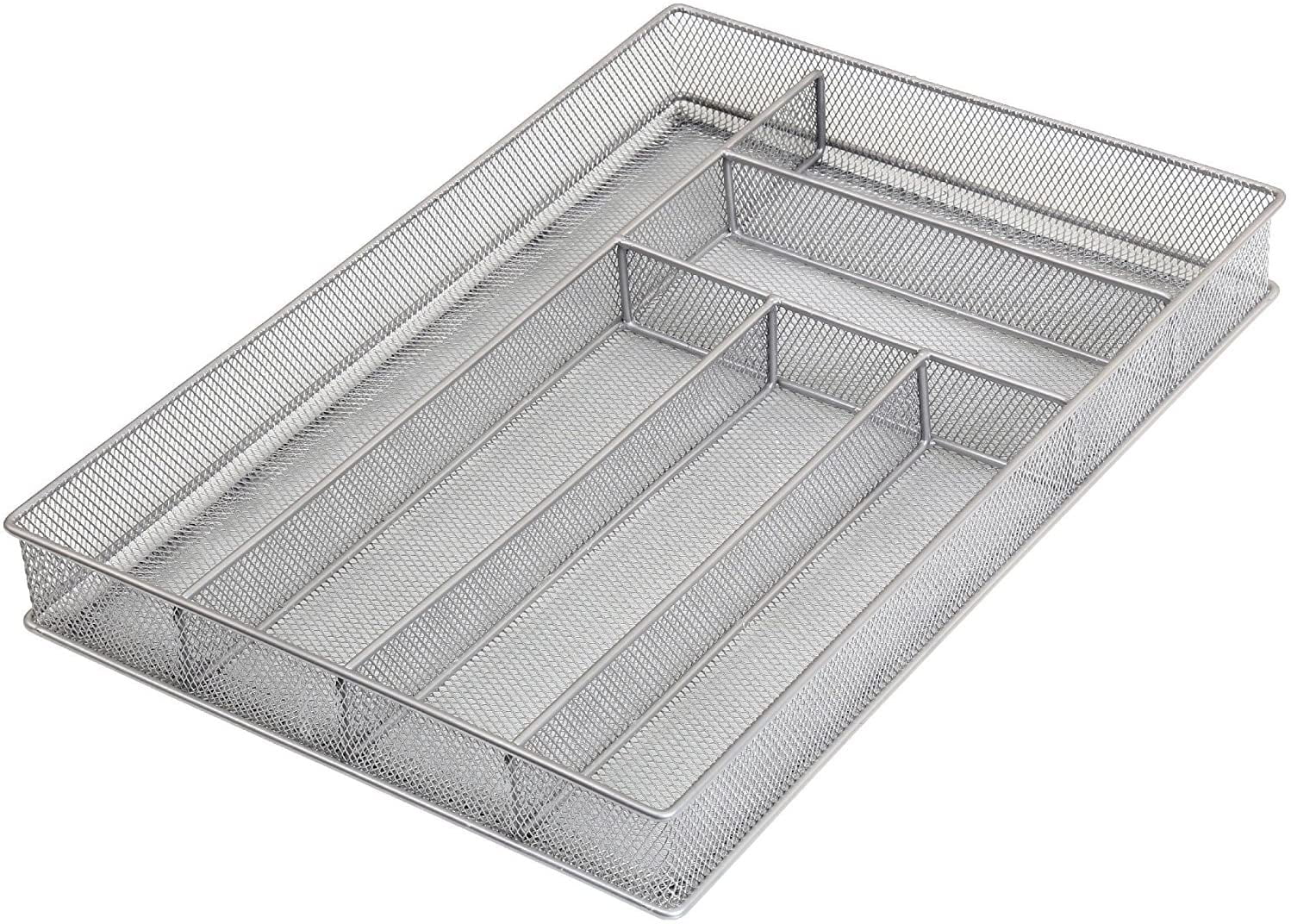 YBM Home Wire Mesh Silver Drawer Organizer for Silverware and Gadgets